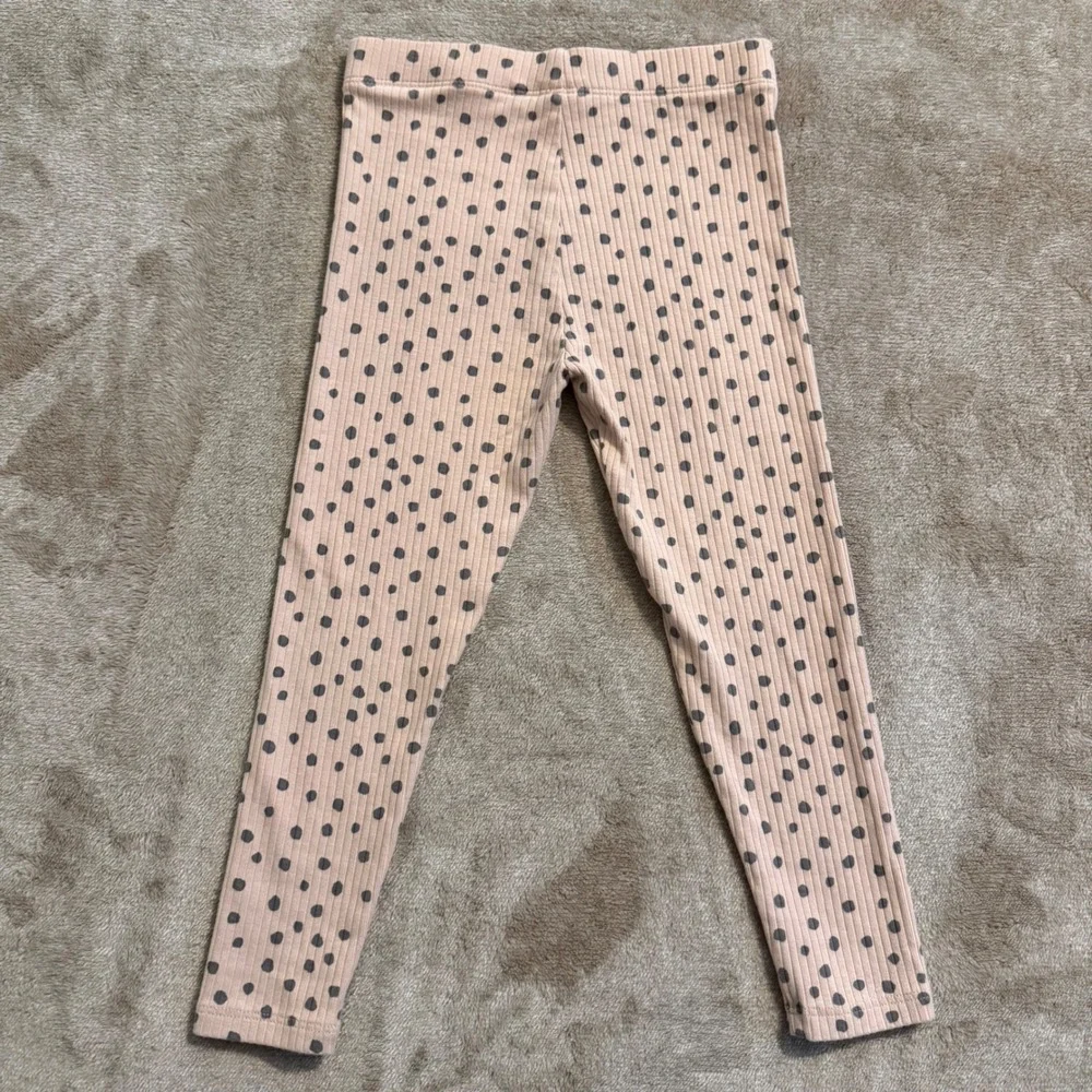 Next Girls 3pc Ribbed Panda Set Pink Top Striped Polka Dot Leggings 4-5Y NWT